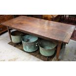19th century Continental fruitwood kitchen table,