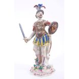 Rare 18th century Bow porcelain figure of a Roman Warrior, circa 1758, standing,