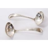 Pair of contemporary silver serving ladles (Sheffield 1959), maker - Viners Ltd.