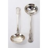 Pair of George III Kings pattern sauce ladles with engraved armorials (Edinburgh 1816),