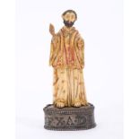 19th century Indo-Portuguese carved ivory and polychrome painted figure of Saint Francis Xavier