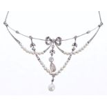 Edwardian diamond and pearl necklace,