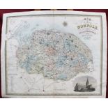 1830s hand-coloured engraved map of Norfolk by C & J Greenwood 1831 and 1832, unframed,