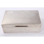 1930s silver cigarette box of rectangular form,
