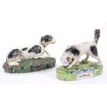 Early 19th century Staffordshire pearlware figure of a hound, entitled - 'Setter' to base,
