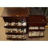 Two early 20th century collectors chests of eight and six drawers containing an assortment of
