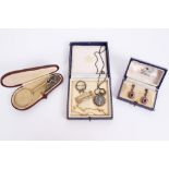 Pair Art Deco paste set earrings and costume jewellery