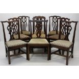 Harlequin set of nine George III and later mahogany dining chairs,