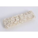 Good Quality 19th century Anglo-Indian carved ivory needlecase carved as a basket of flowers,