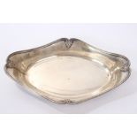 1920s silver bread dish of navette form,