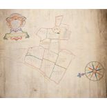 Rare George II hand-scribed and polychrome painted Estate map on vellum - 'An exact Survey of lands