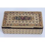 19th century straw-work snuff box of oblong form,