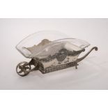 Early 20th century WMF plated table centre in the form of a wheelbarrow,