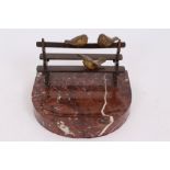 Early 20th century novelty bronze and marble desk tidy with rear pen stand in the form of a park