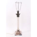 Good quality Edwardian silver plated and cut glass Corinthian column electric table lamp with