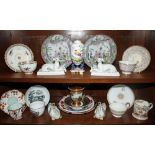 Collection of eighteenth and nineteenth century tea cups and saucers together with other decorative