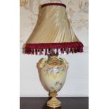 Early twentieth century Worcester blush ivory vase with painted floral decoration,