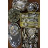 Mixed group of silver plated items to include toast racks and flatware