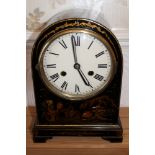 1920s chinoiserie cased dome topped mantel clock with circular dial and twin chain movement,