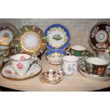 Good collection of nineteenth century porcelain tea cups and saucers including Spode, Minton,
