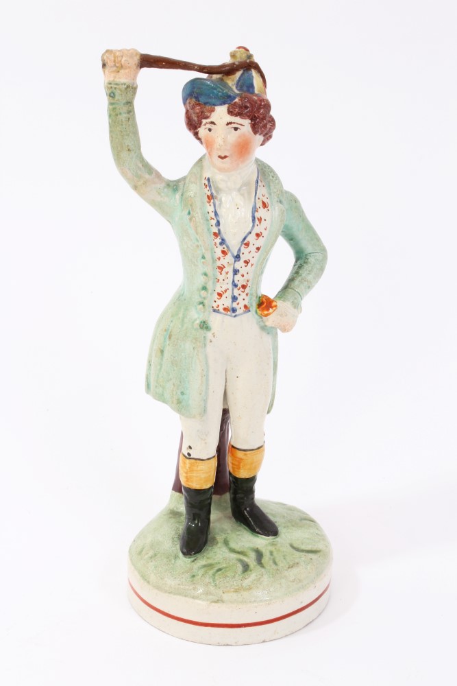 Rare 19th Century Staffordshire figure of the actress Maria Foote in the role of Arinette as the