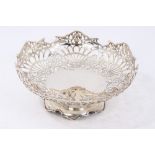 1930s silver pierced basket of shaped circular form, on shaped pedestal foot, (Sheffield 1939),