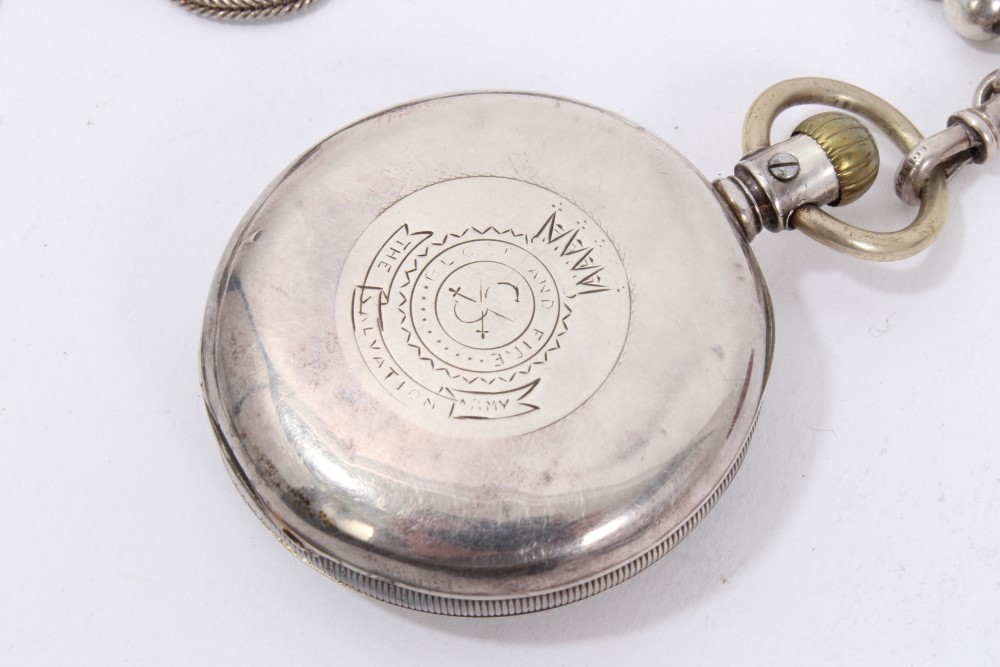 Vintage football themed fob watch together with a Victorian silver pocket watch on chain and a box - Image 8 of 9