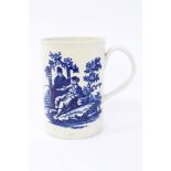 18th century Worcester blue and white porcelain tankard,