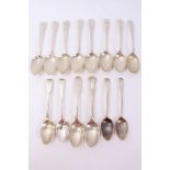 Collection of silver dessert spoons various dates and makers,