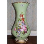 Large late nineteenth century Continental vase of baluster form with hand-painted floral garland,