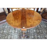 Victorian figured walnut and boxwood inlaid Sutherland table,