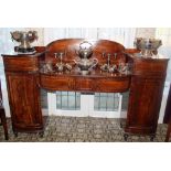 Regency mahogany twin pedestal sideboard with sunk centre,