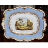 Early Victorian English porcelain named view dish of rectangular shaped form with view of