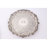 Good early Victorian silver card tray,