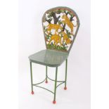 Unusual 1950s painted tin child's chair painted with tigers CONDITION REPORT 63.