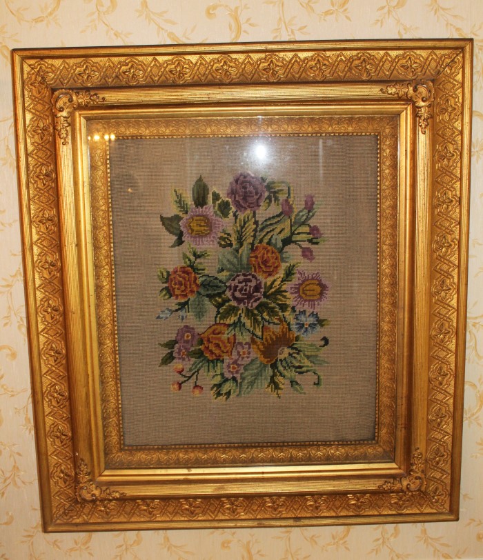 Pair of early twentieth century needlework panels with floral design , - Image 2 of 6