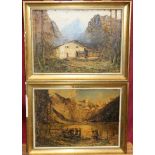 Pair early 20th century German School oils on board - Bavarian landscapes, signed - Bohnefeldt,