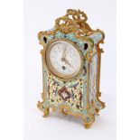 Late nineteenth / early twentieth century French mantel clock in ornate champlevé enamel case on