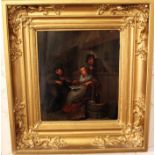 Eighteenth century Dutch school oil on panel - The Fiddle Player, in gilt frame,