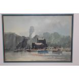 Sidney Vale (1916 - 1991), watercolour - East Anglian docks, signed, in glazed frame,