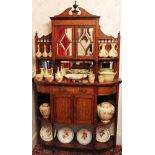 Late Victorian rosewood and marquetry inlaid chiffonier with mirrored twin cupboard doors and