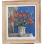 *Robert Medley (1905 - 1994), oil on canvas - Lilies in a vase, 39 x 34cm,