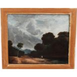 Continental school (late 18th / early 19th century) oil on canvas, figures in a wooded landscape,