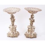 Pair of nineteenth century Elkington silver plated table centres,