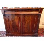 Victorian mahogany chiffonier with single frieze drawer above twin panelled doors, on plinth base,