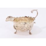 George III embossed silver sauce boat (W.C.