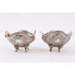 Pair of late 19th / early 20th century Continental silver bon bon dishes marked 930,