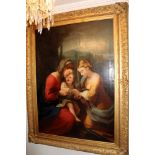 Large nineteenth century English school oil on canvas - religious family group, 160cm x 110cm,