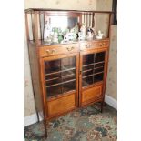 Edwardian inlaid mahogany display cabinet with mirrored back,
