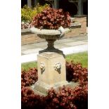 Late nineteenth / early twentieth century Doulton & Co Lambeth terracotta urn on plinth,